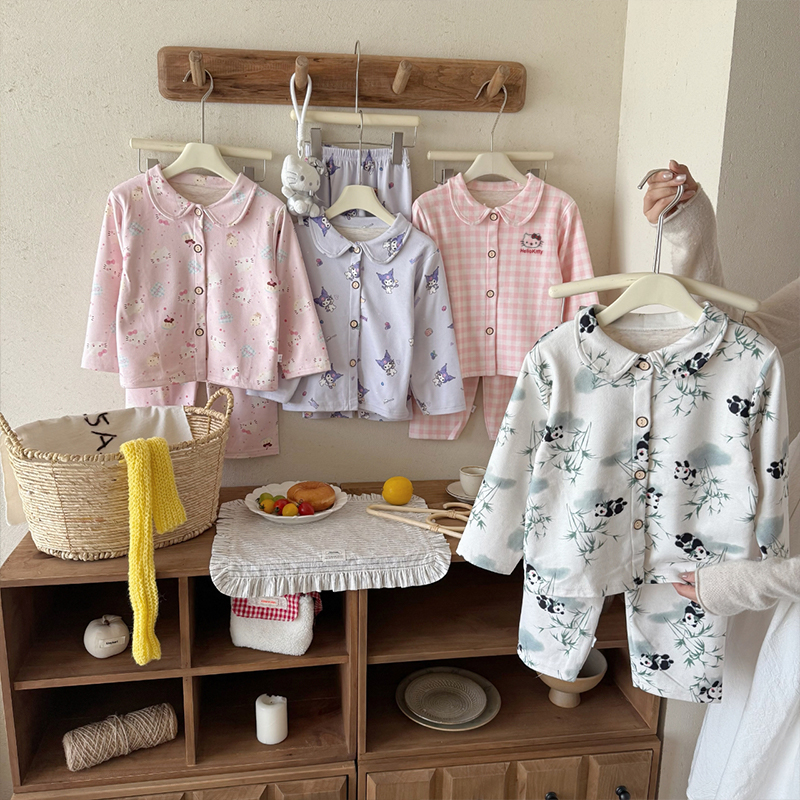 【10A抗菌】羊毛蚕丝儿童秋冬男女童睡衣家居服翻领开衫两件套ty