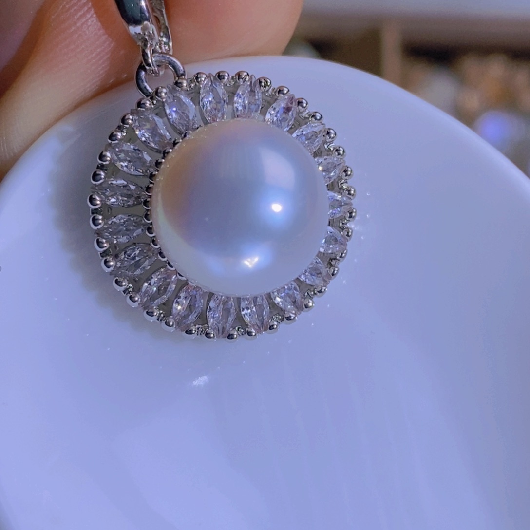 银S925镶嵌天然珍珠淡水珍珠