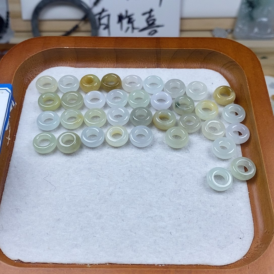 翡翠戒指未镶嵌甜甜圈两个起拍