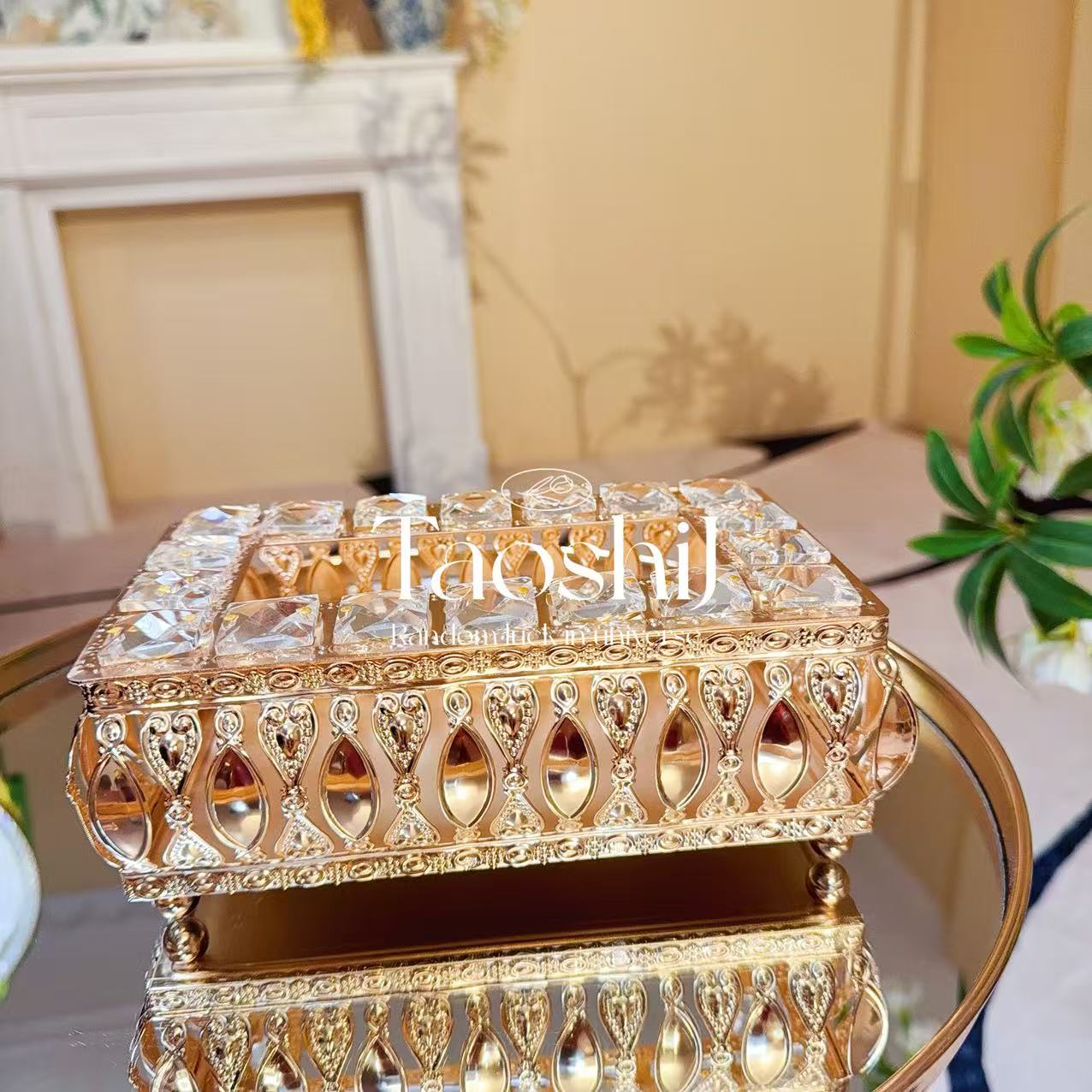 欧式复古金色家用餐桌收纳精致时尚家居软装高档收纳摆件