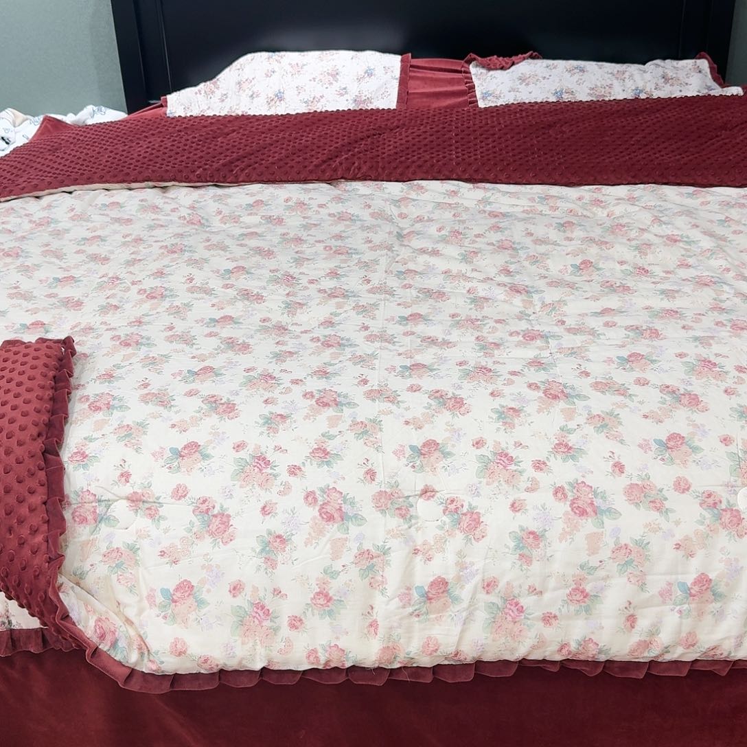 真丝聚酯纤维四件套红色被子款