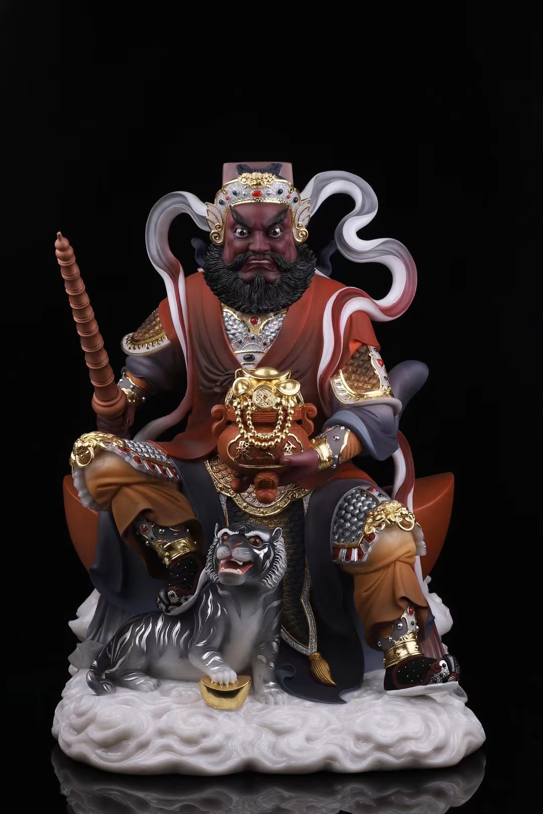 赵公明合成汉白玉武财神黑虎玄坛神像家居店铺开业佛像财神爷神像