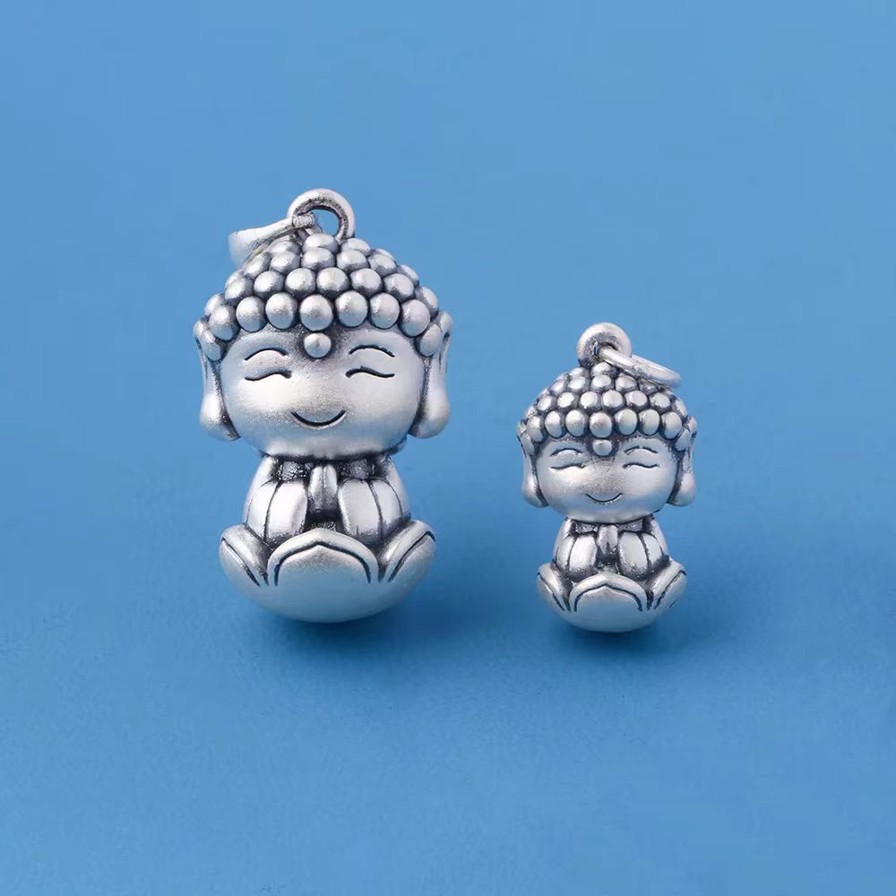吊坠足银 【如意】999足银萌萌佛挂坠可爱手工个性时尚百搭吊坠