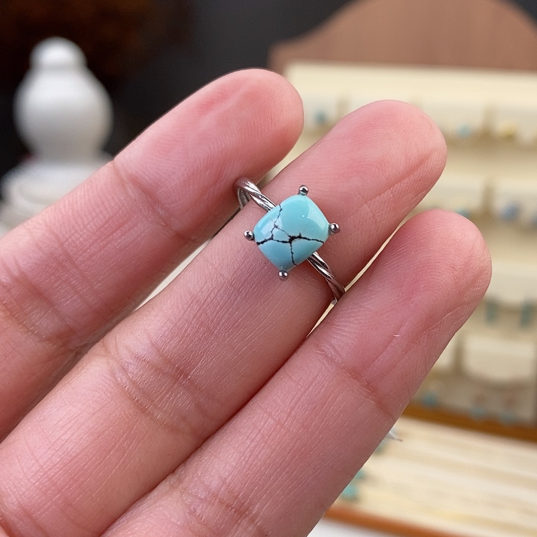 绿松石戒指银S925镶嵌