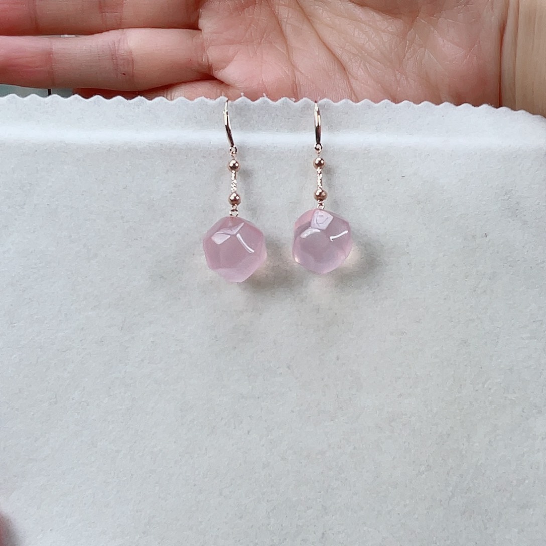 水晶耳饰18K金镶嵌水晶15