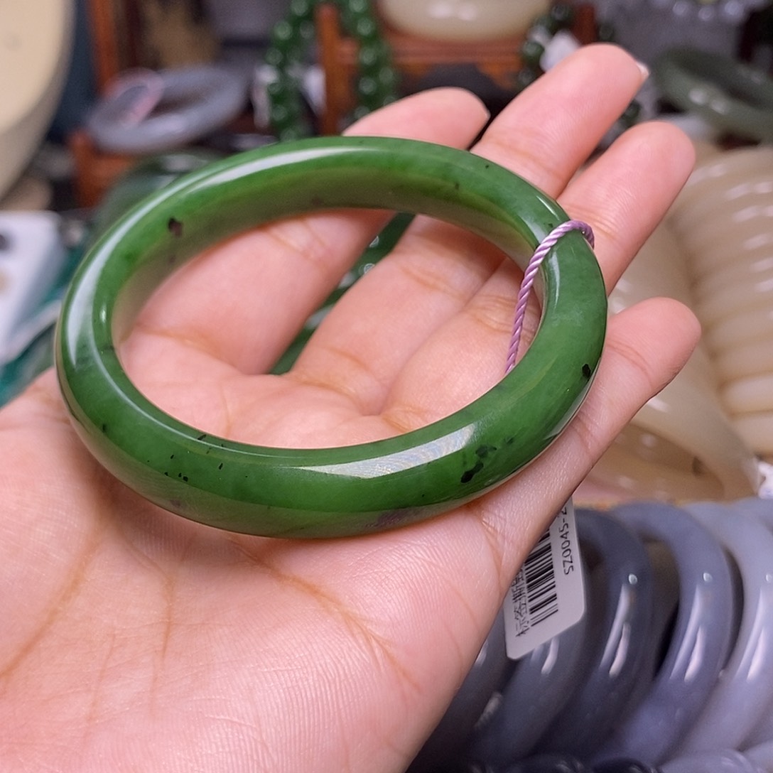 和田玉碧玉老料手镯54.5圈未镶嵌