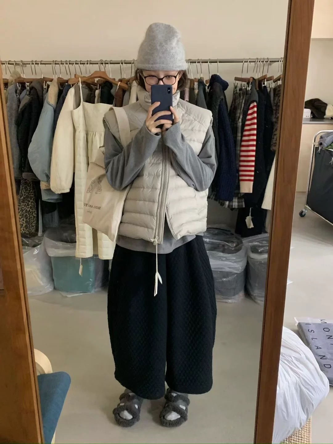 灰灰呀！8018 人手一条小棉裤！松紧腰菱格压线夹棉萝卜阔腿休闲裤 