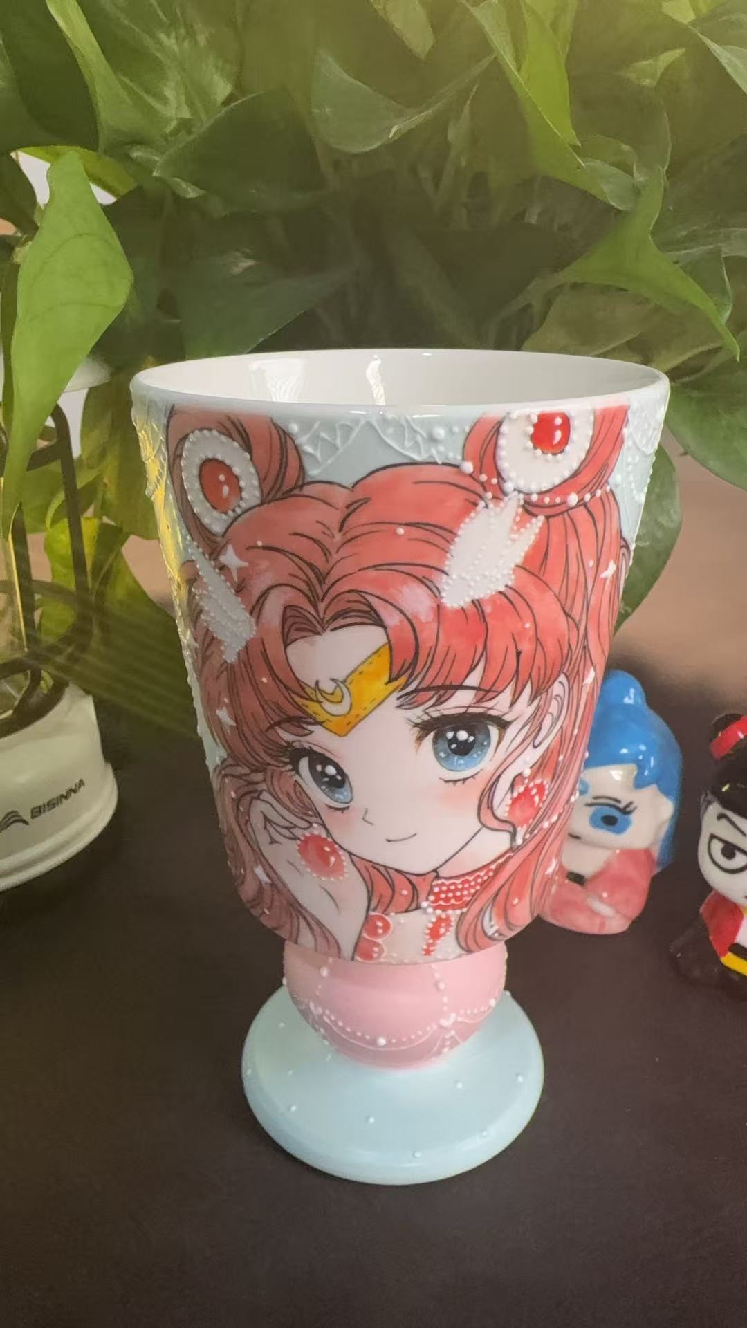 【瓷韵】美少女战士红发系类全手工手绘高足杯