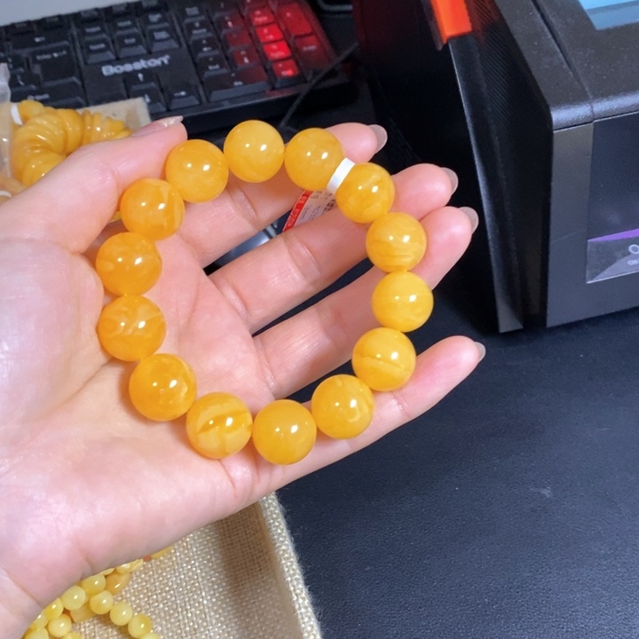 琥珀未镶嵌手链天然无优化琥珀蜜蜡