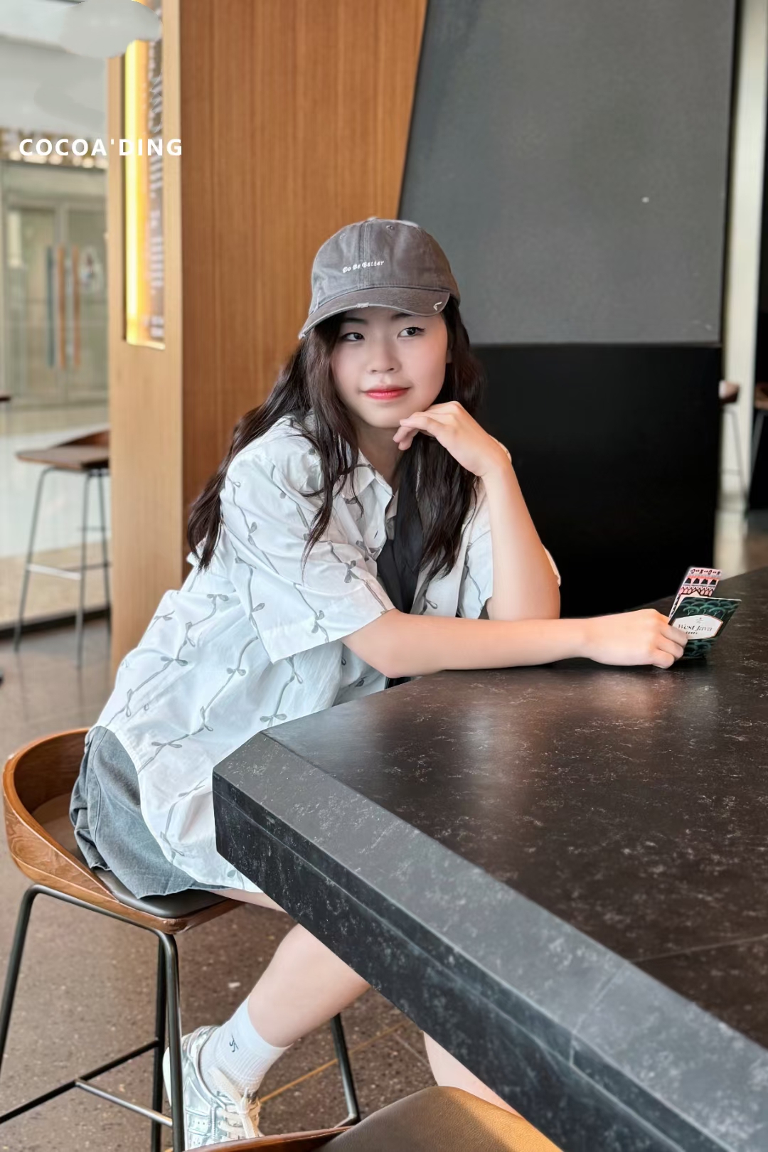 【福利品】可可町女装夏季极简风短袖复古印花港风衬衫