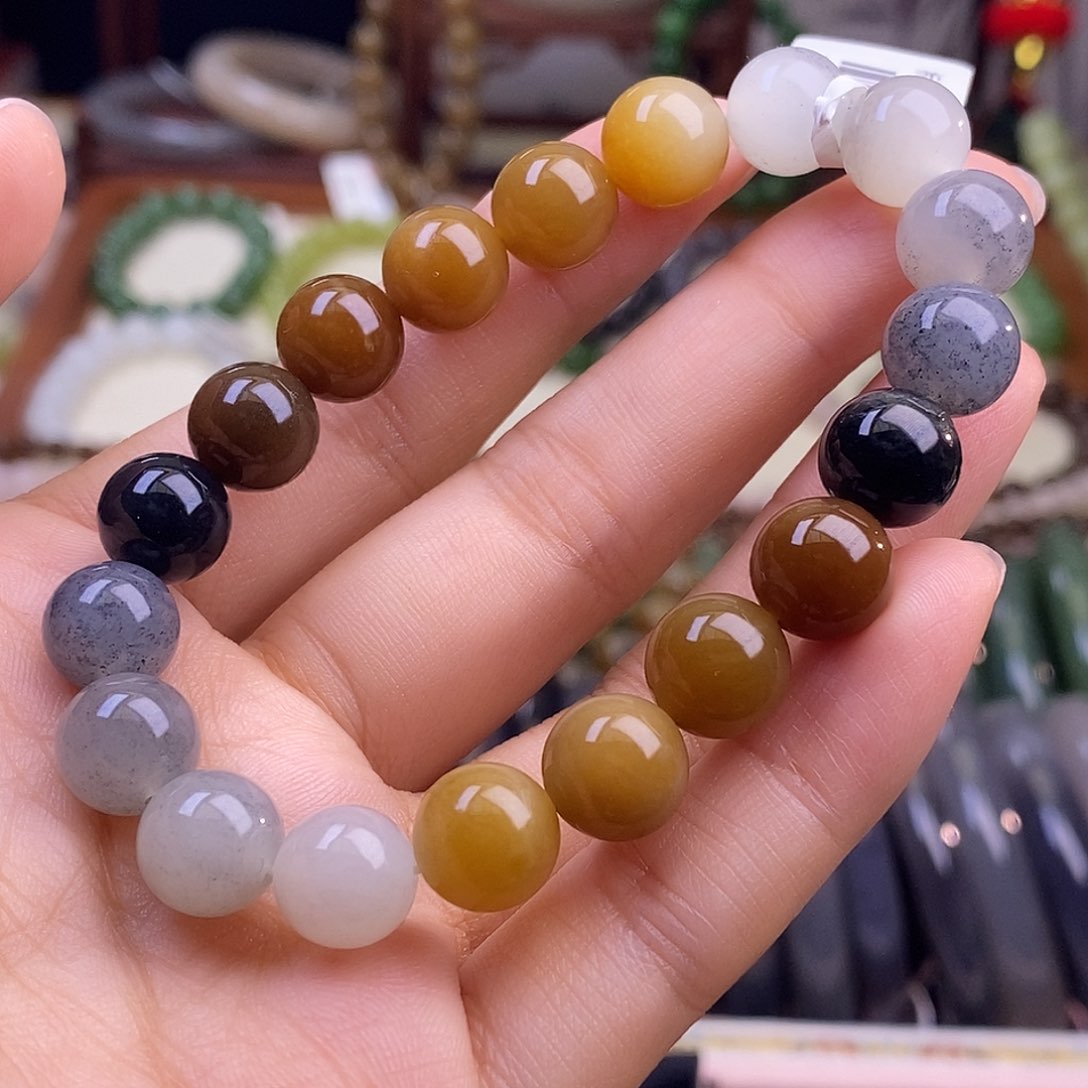 未镶嵌和田玉挂件新疆楼兰三色手链10m