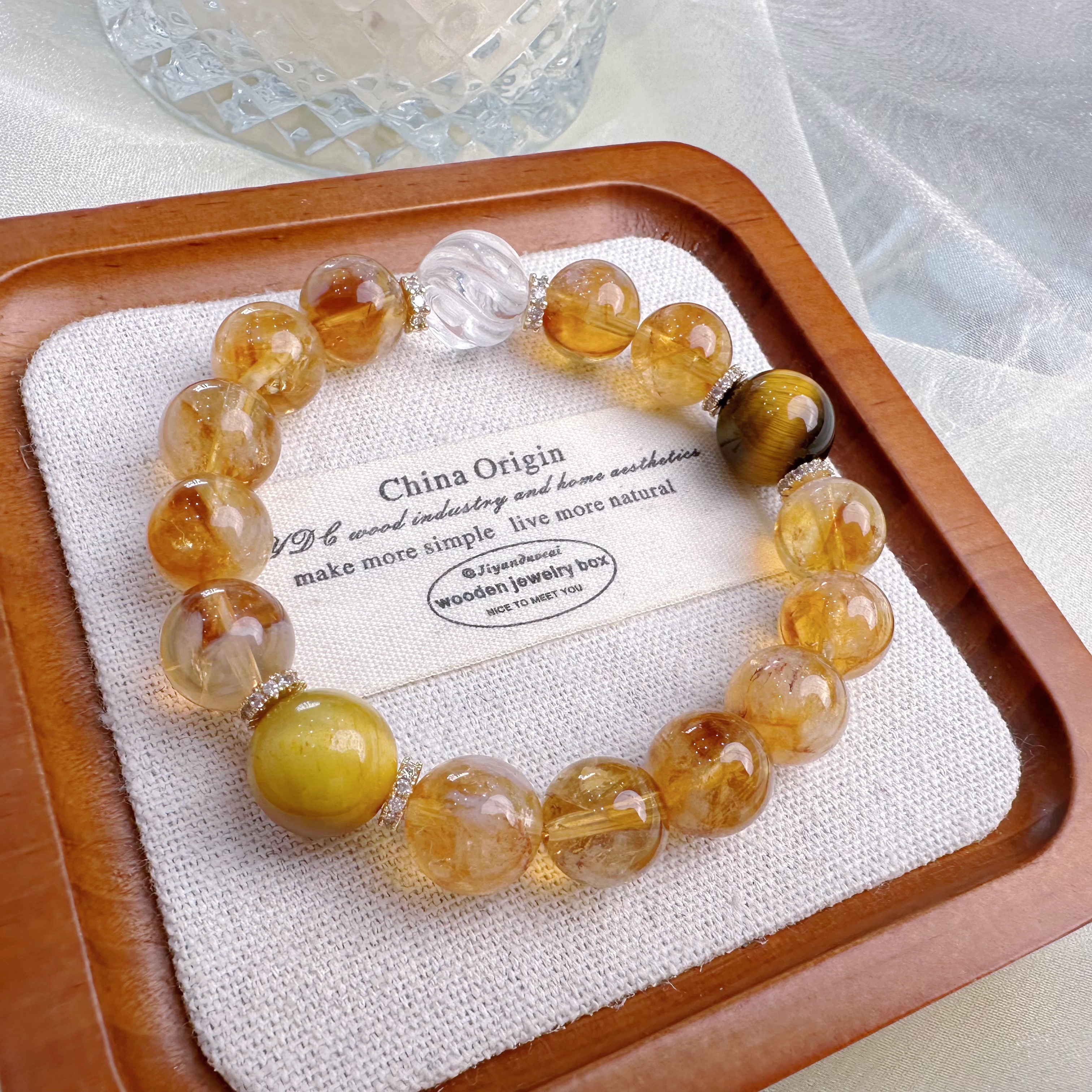 【聚宝盆】原产地水晶清仓，设计师款，黄水晶搭配虎眼石