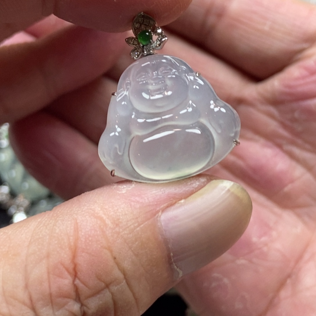 吊坠(不含链)18K金镶嵌翡翠佛公