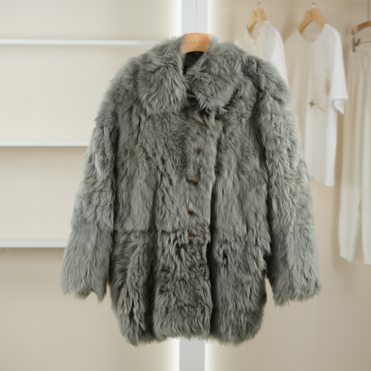 麦迪尚品【赵】5113015 秋冬复古翻领宽松托斯卡纳皮革外套品牌女装