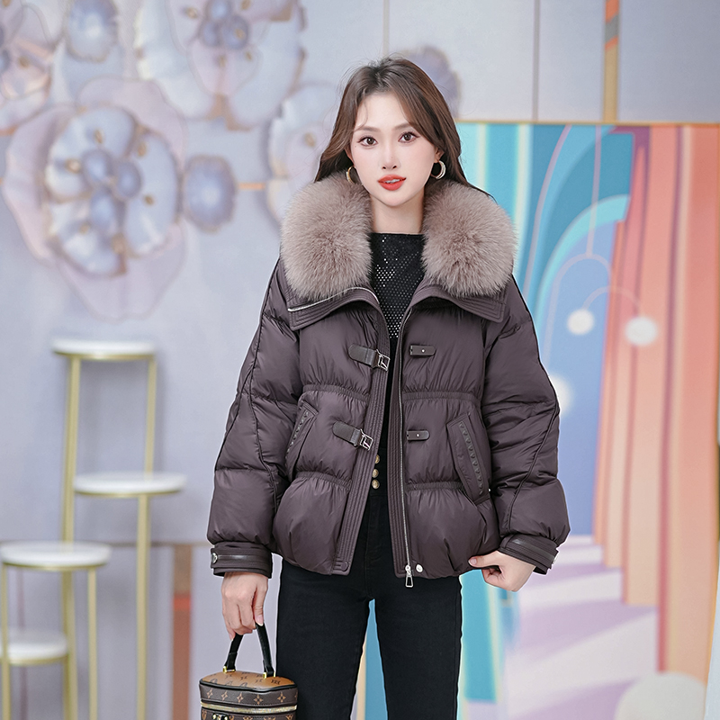 真毛领鹅绒服冬季新款保暖时尚减龄鹅绒羽绒服女