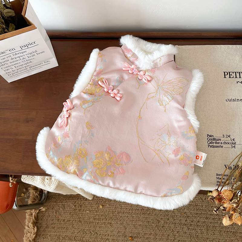 【现货】DW246031冬季新款儿童马甲女童中国风年服外套马夹夹棉保暖