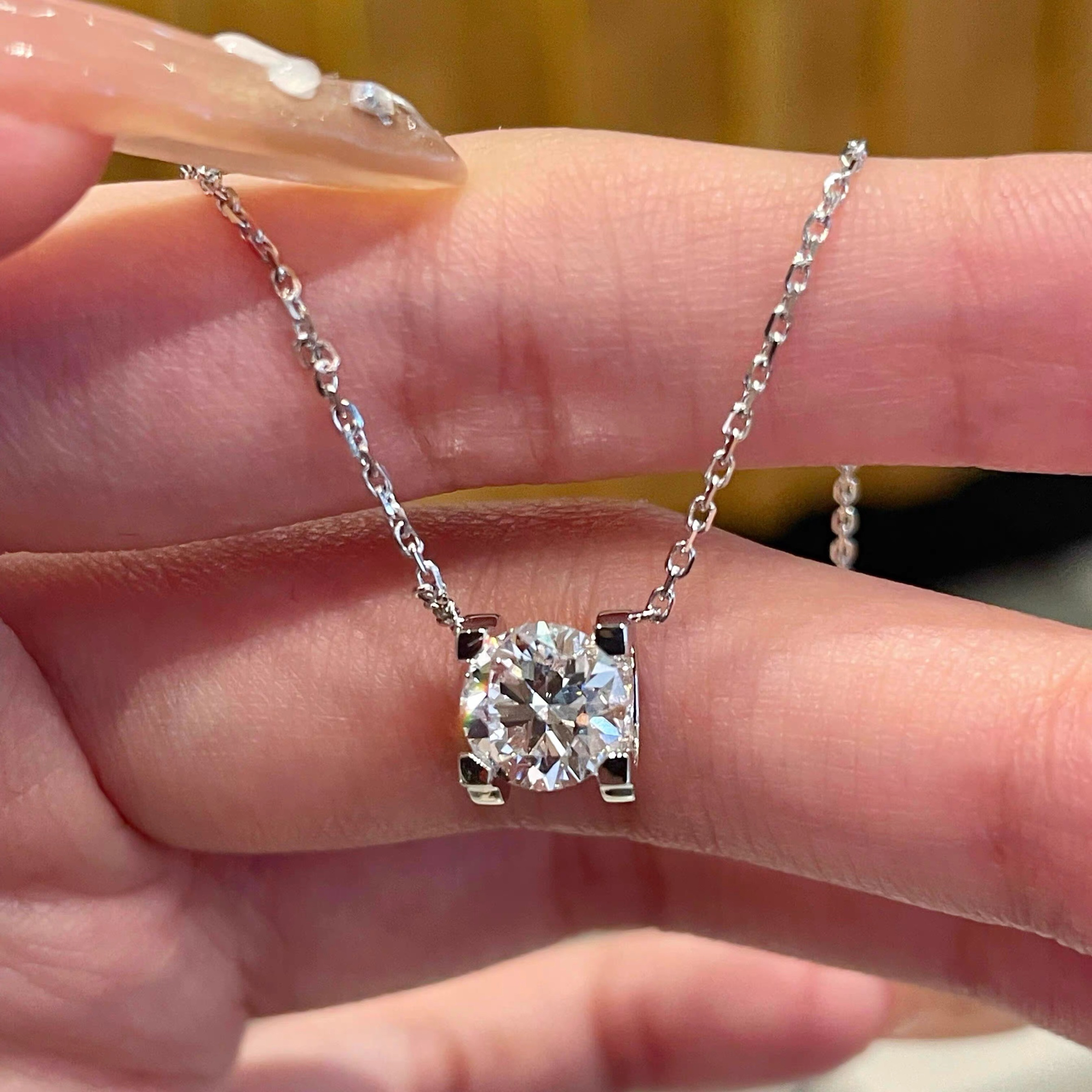 链子925银莫桑石 链子925银莫桑石【经典牛头吊坠】1——5克拉项链