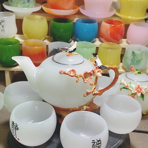 羊脂玉瓷中式喜上加喜一壶六杯礼盒装