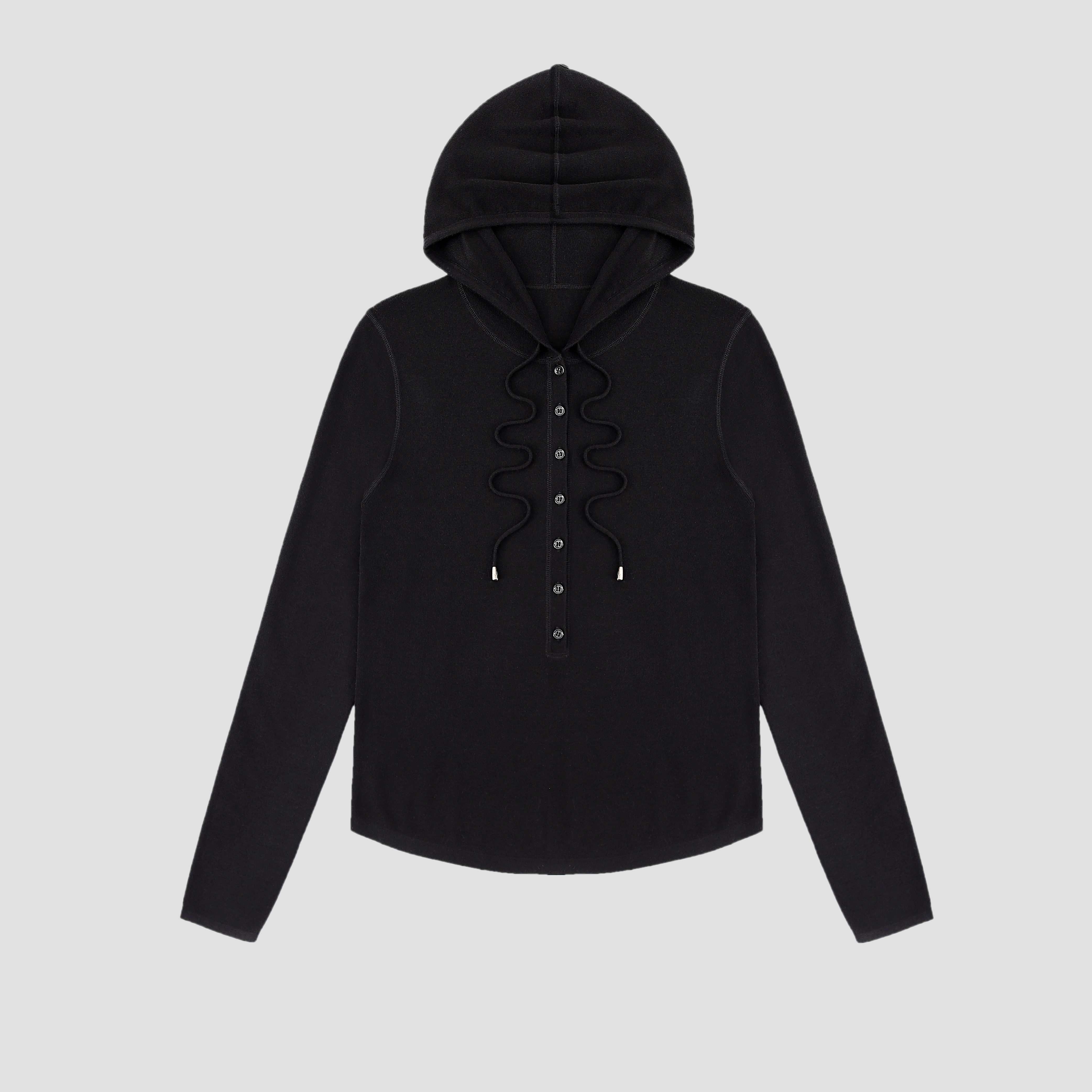 丨珊珊丨时尚黑灰两色百搭打底连帽衫 30010