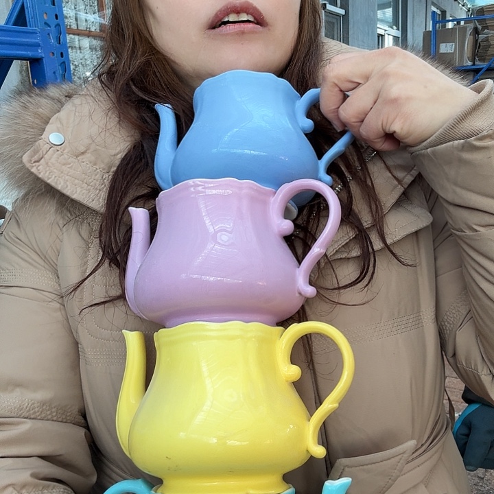 骨瓷马卡龙四色茶壶各一 没有盖子