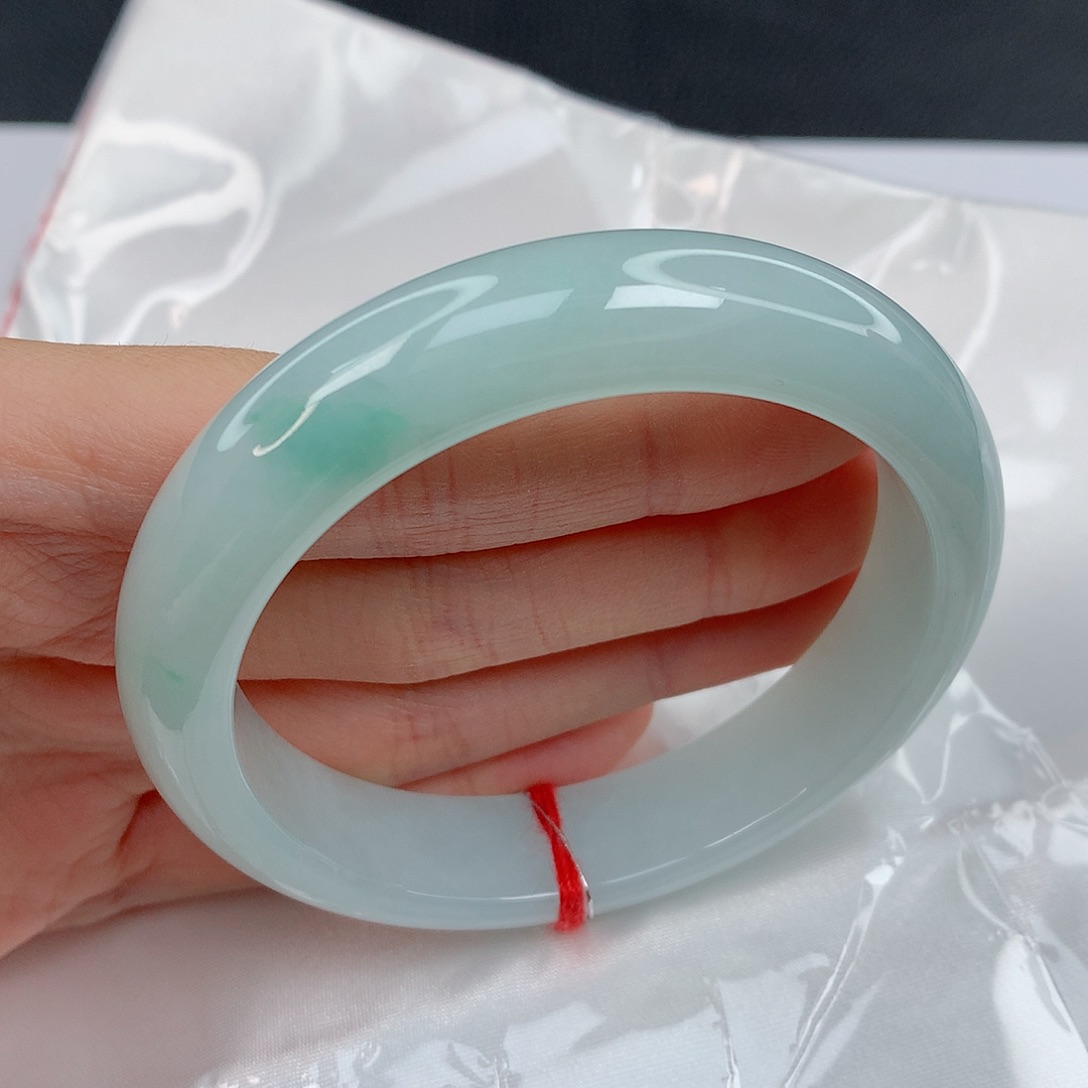 翡翠手镯未镶嵌58.5正圈小清新版型美