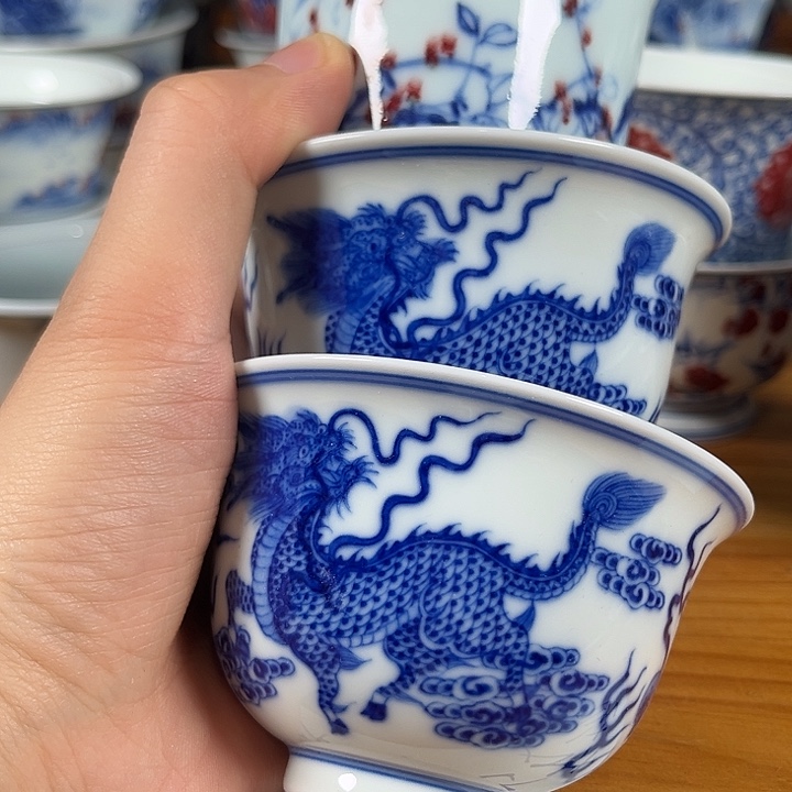 青花麒麟盖碗盖碗