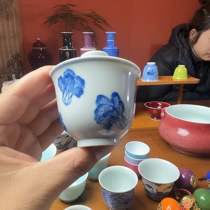 景德镇陶瓷白菜盖碗