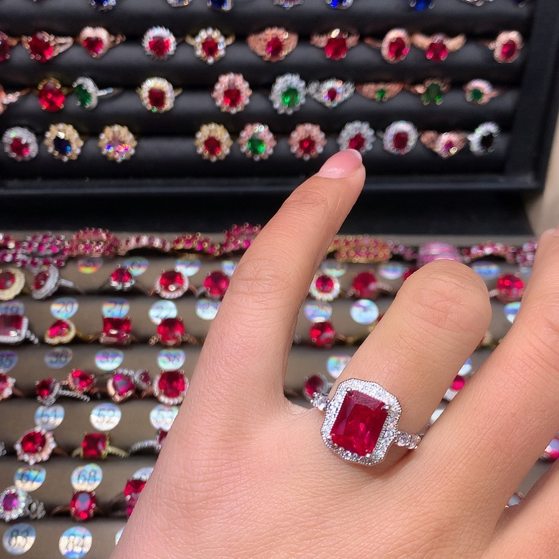 蓝宝石戒指银S925镶嵌8.10