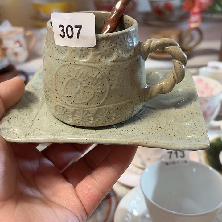 瓷片爱桃咖啡杯，爱桃咖啡杯