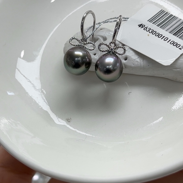 银S925镶嵌耳饰海水珍珠9-10mm72号