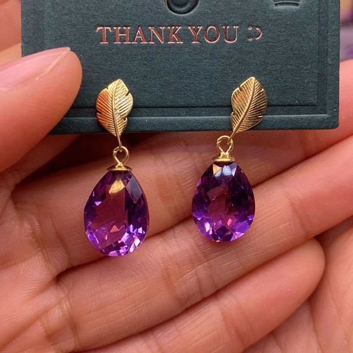 水晶耳饰银S925镶嵌天然水晶耳饰