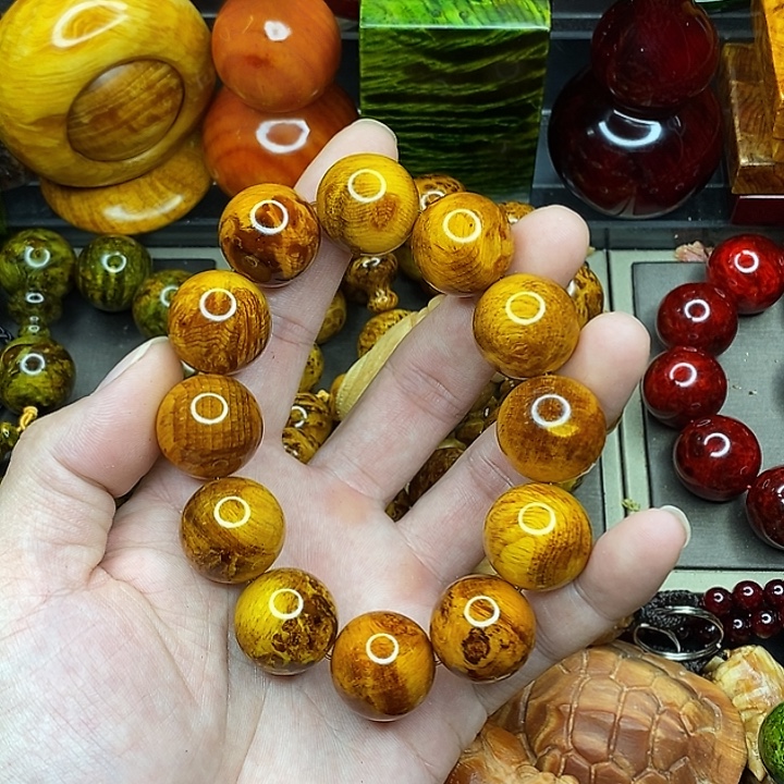 琥珀木雷击木留疤手串