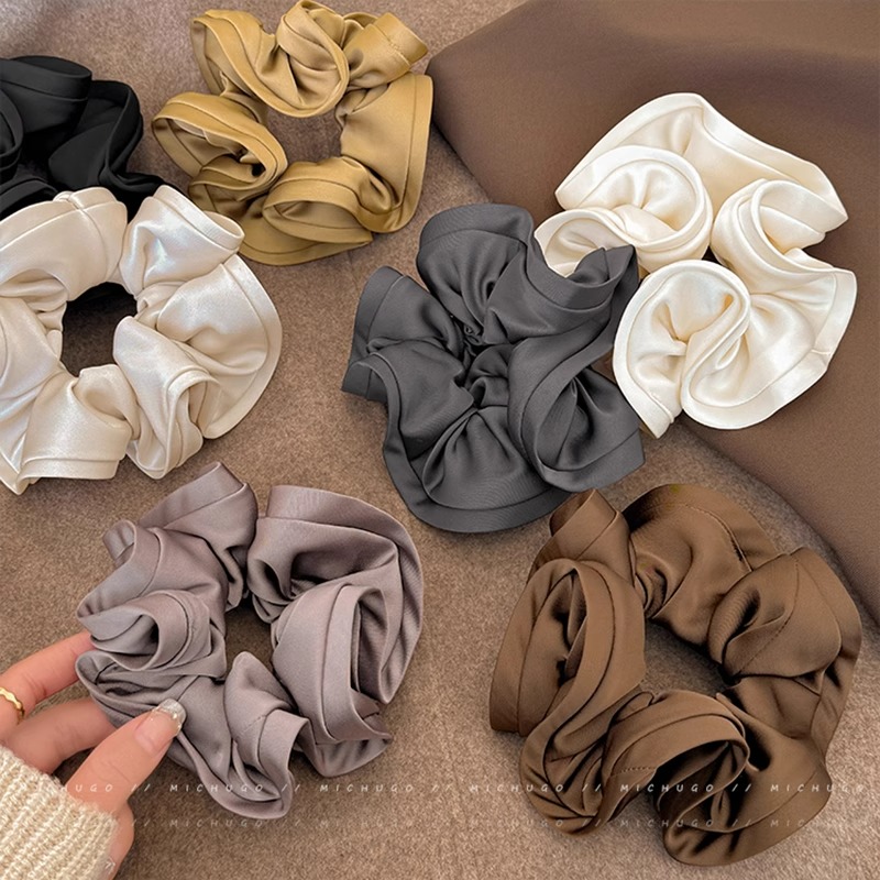 复古木耳边缎面大肠发圈女丸子头扎发头绳低马尾发绳气质皮筋发饰