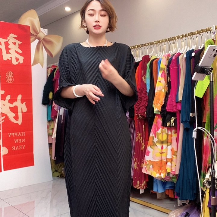 褶皱连衣裙女装连衣裙