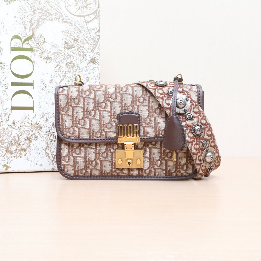 95新 DIOR/迪奥  中号单肩包 24 宽肩带 老花 2018 P205335218