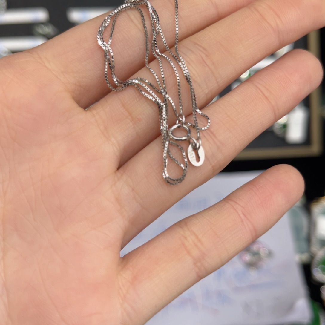 翡翠戒指银S925镶嵌银饰链子
