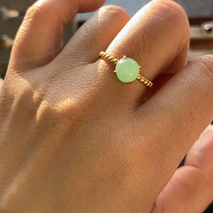 翡翠戒指银S925镶嵌戒指