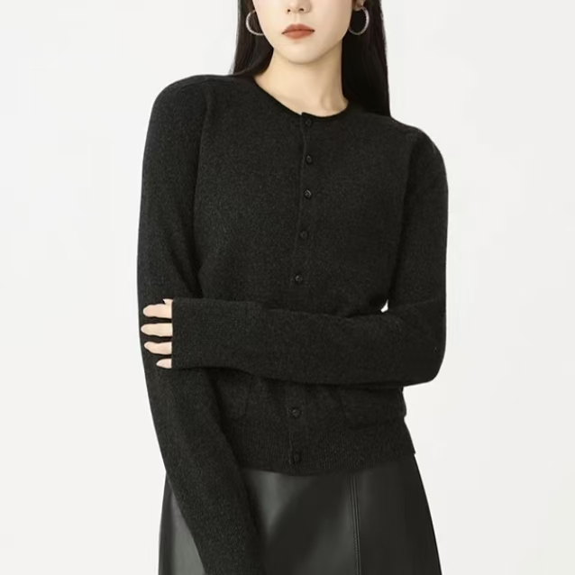 AMASS/阿玛施初冬穿搭韩系温柔风简约通勤百搭羊绒针织开衫548047