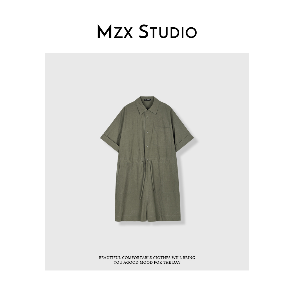 MZX 夏季纯棉纽扣抽绳多口袋连体裤 LTK7681-A