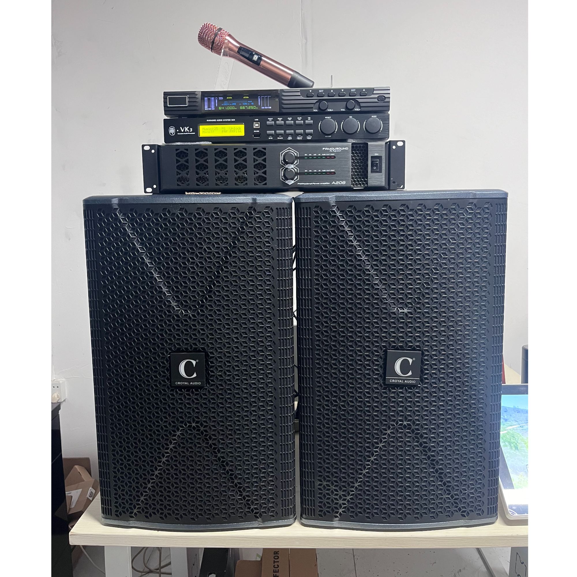 KTV音箱套装英国C牌音箱12寸家用高端专业音响酒吧演出专业话筒