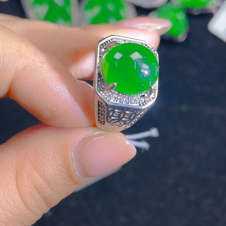 翡翠吊坠(不含链)银S925镶嵌