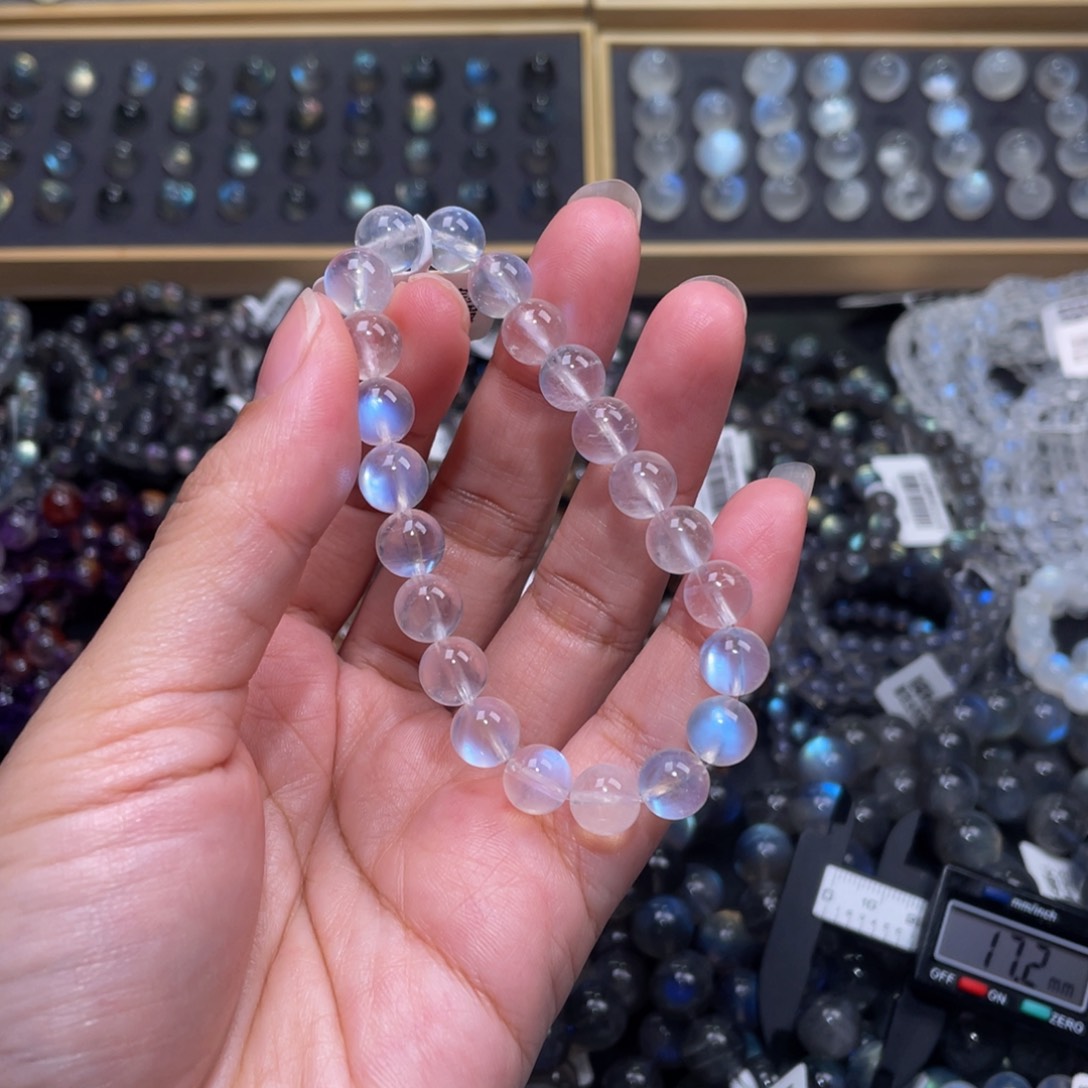 月光石手链未镶嵌泡*鱼蓝月光手链8.3m