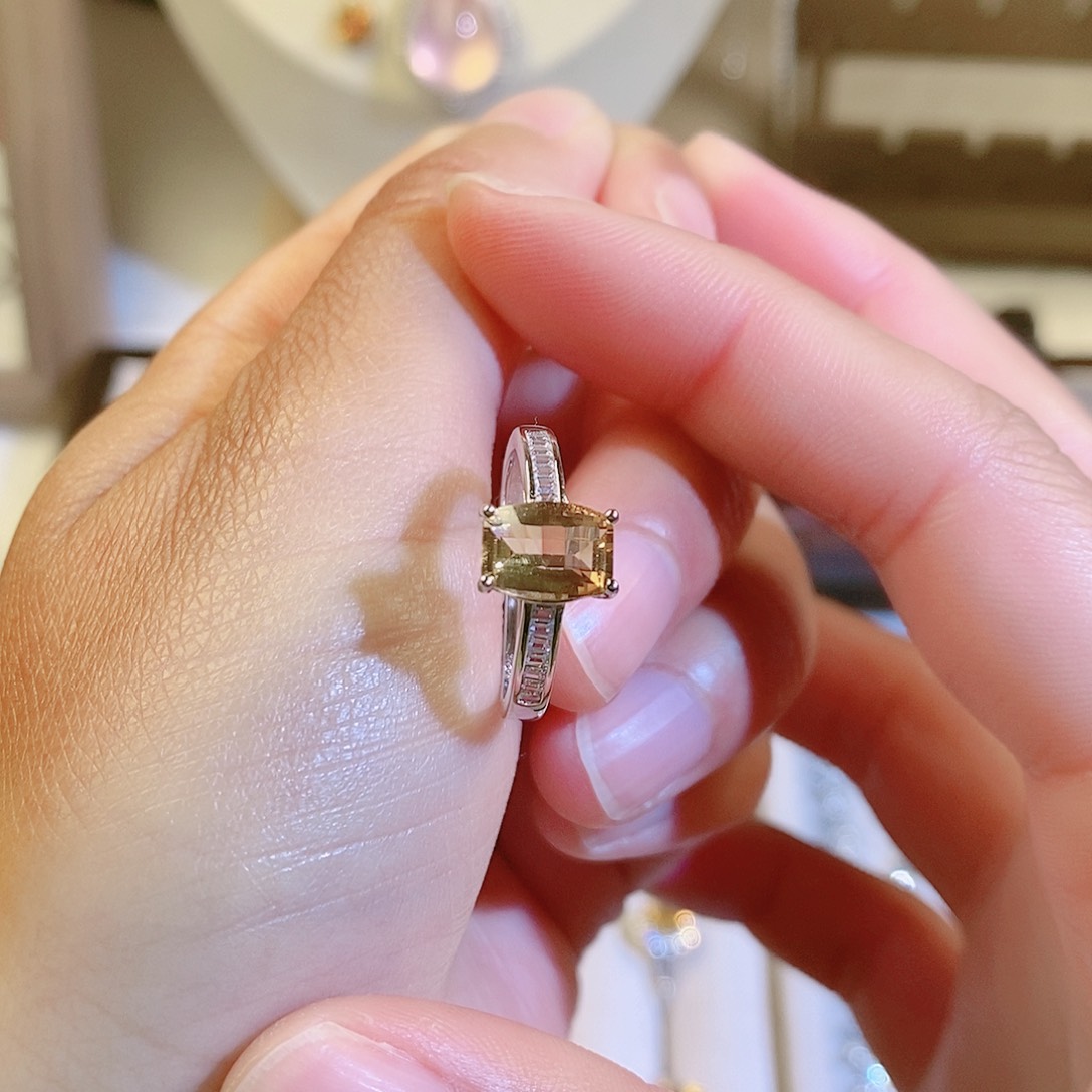 黄晶戒指银S925镶嵌戒指