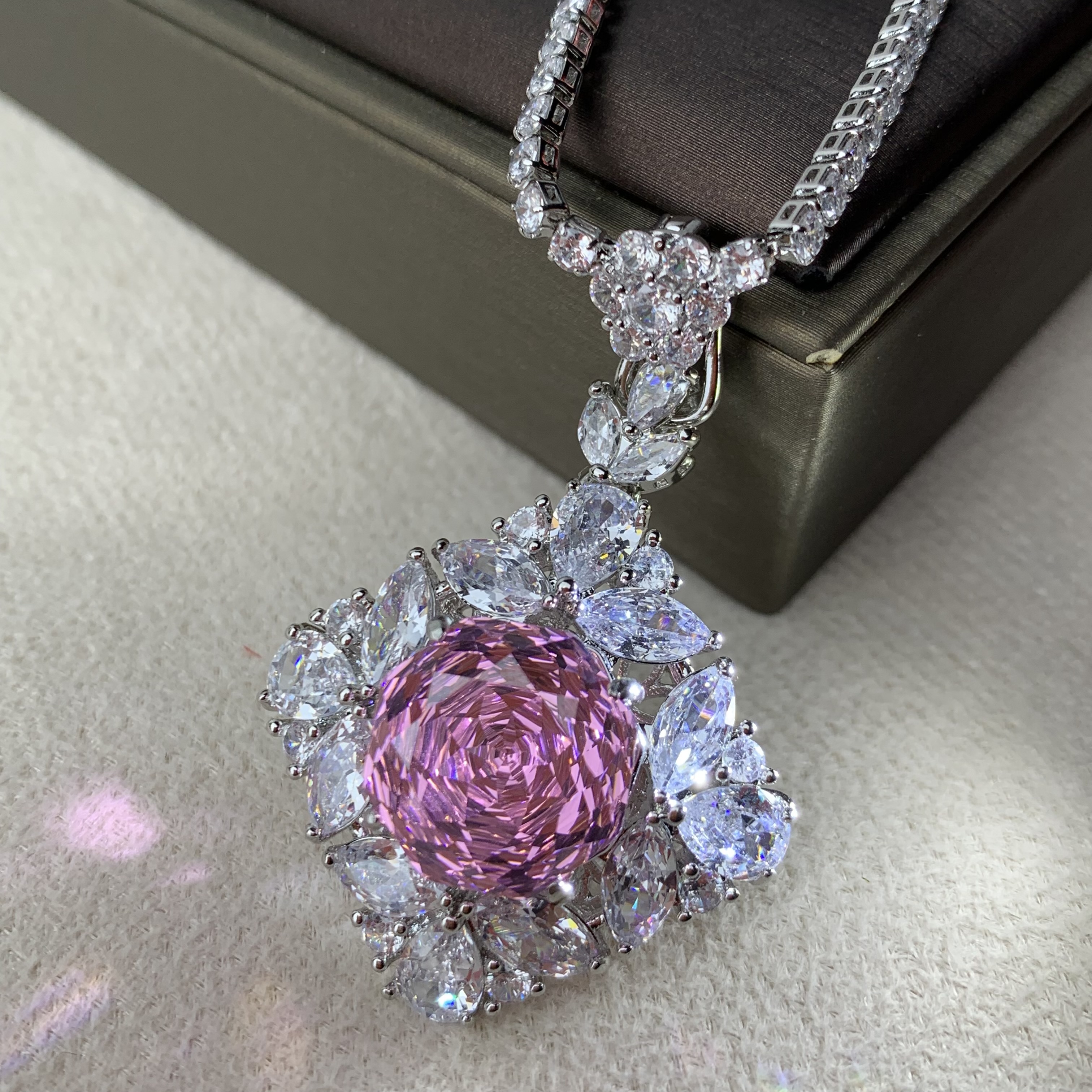 6087【项链】轻奢精品白金色女士项链赠礼盒