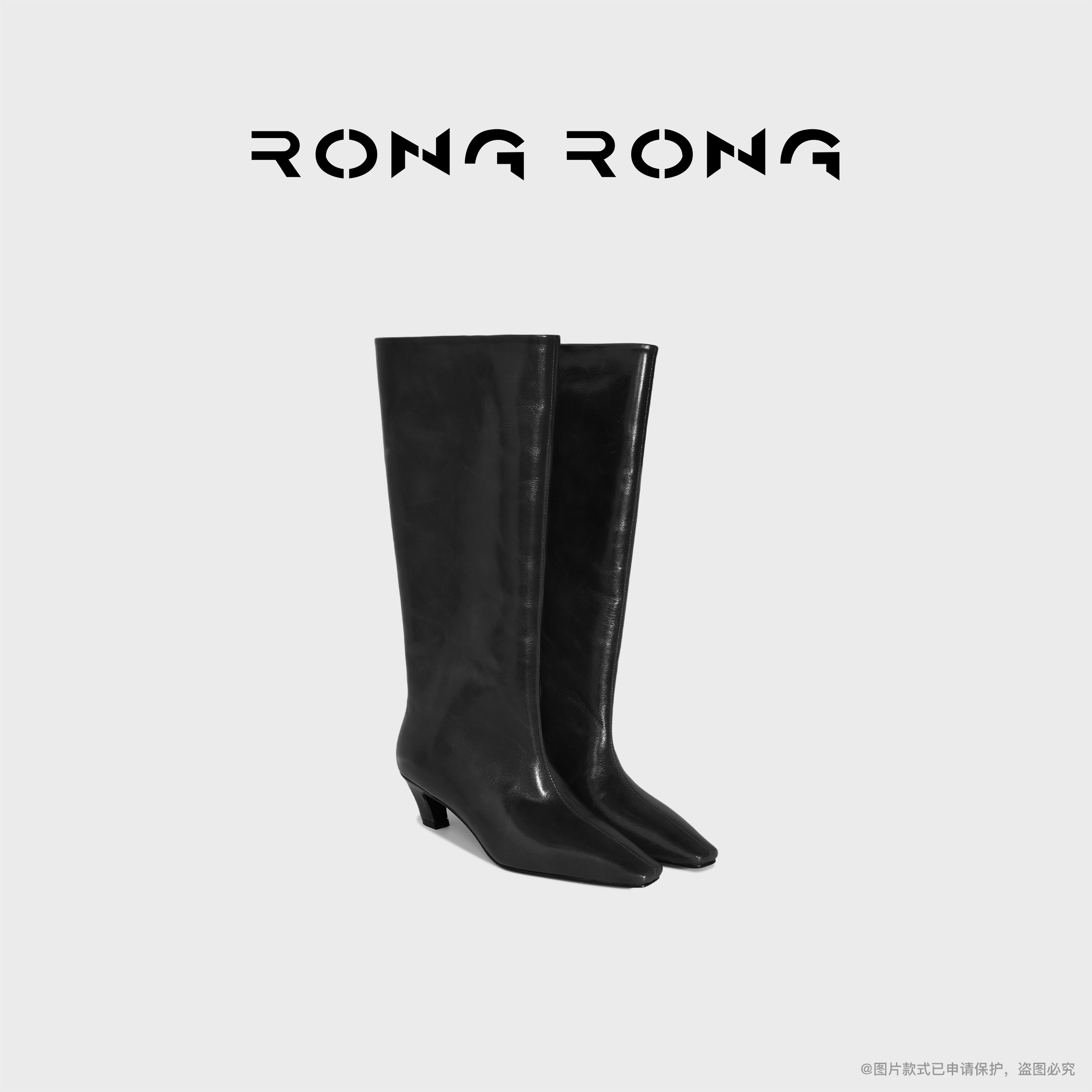 溶溶【摩登型格】RONGRONG 牛油皮棉内里羊皮小方尖头靴子RR2337-8