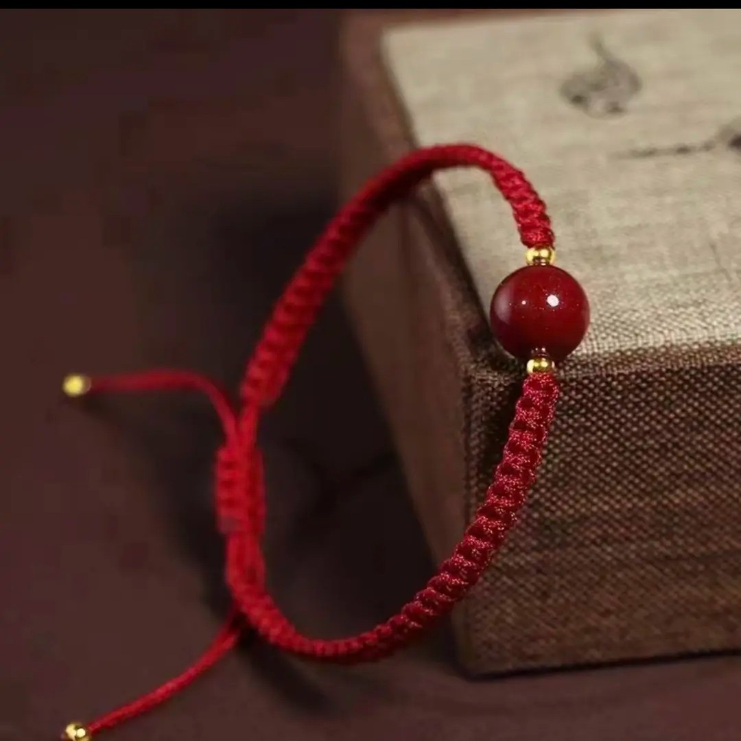含辰砂工艺品【红手绳】紫金砂纯手工红绳DIY编织绳