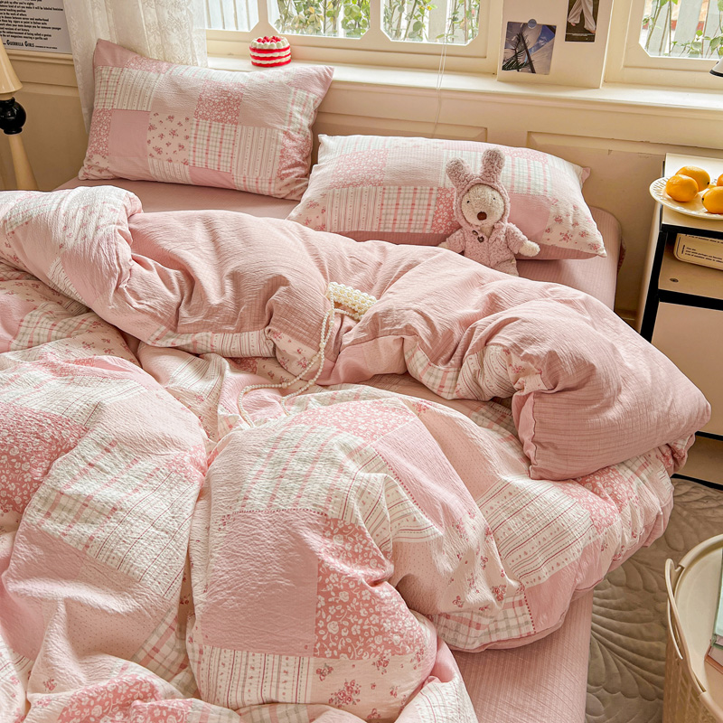 云栖！新款云感木棉皱皱双层纱四件套柔软透气床单被套三件套夏凉
