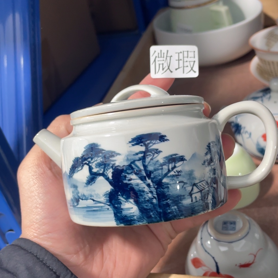 釉下手绘茶具微瑕