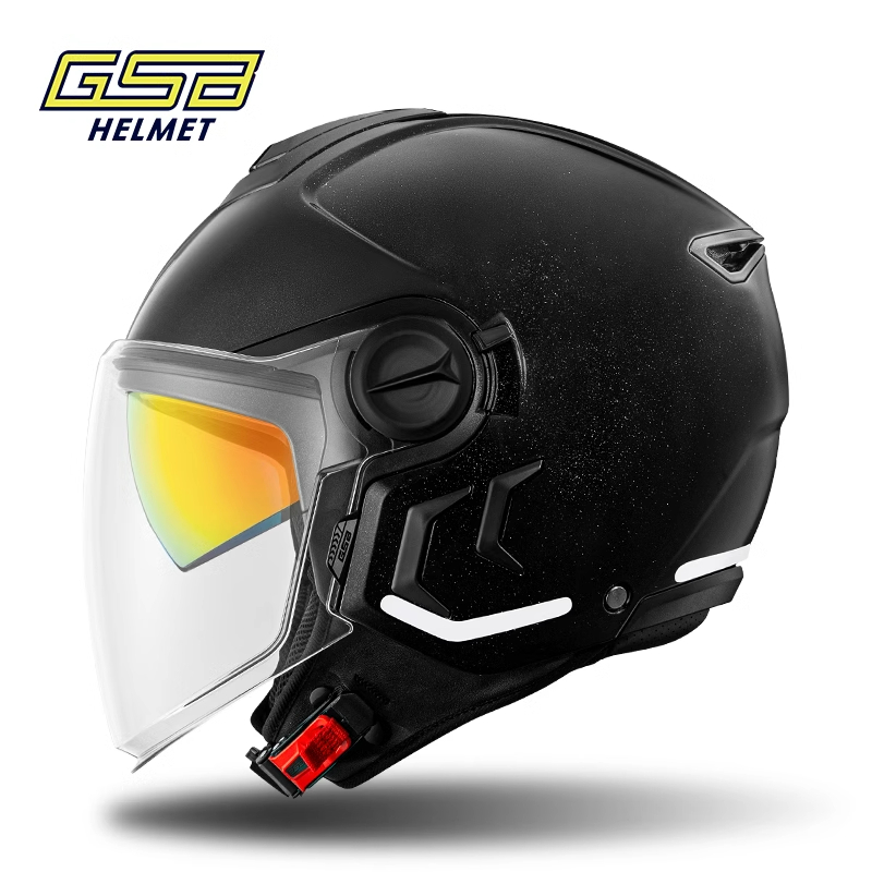 GSB290摩托车头盔机车半盔双镜片半覆式男女轻便式4分之3盔四季盔