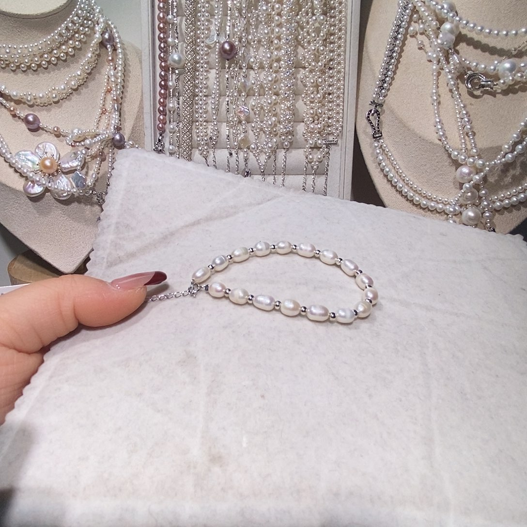 淡水珍珠银S925镶嵌手链